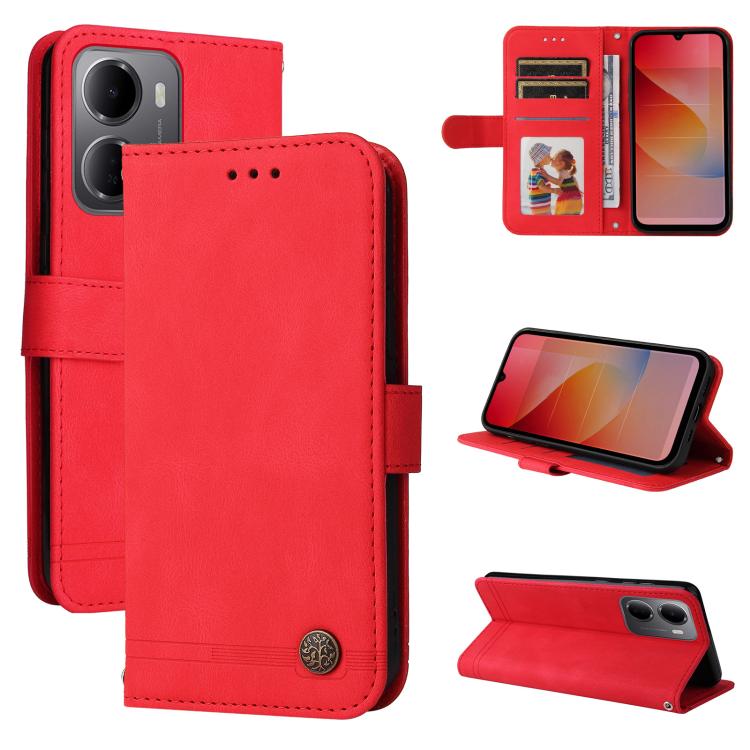 Skin Feel Life Tree Metal Button Leather Phone Case, For Redmi Note 17 5G / 4G Global 171mm, For Redmi Note 17 Pro+ 5G Global 163mm, For Redmi 17 5G / 4G Global 170mm, For Redmi 15a 5G, For Redmi Turbo 5 Max 5G / Poco X8 Pro Max 5G                     ...