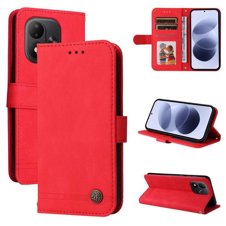 Skin Feel Life Tree Metal Button Leather Phone Case, For Redmi Note 17 5G / 4G Global 171mm, For Redmi Note 17 Pro+ 5G Global 163mm, For Redmi 17 5G / 4G Global 170mm, For Redmi 15a 5G, For Redmi Turbo 5 Max 5G / Poco X8 Pro Max 5G                     ...