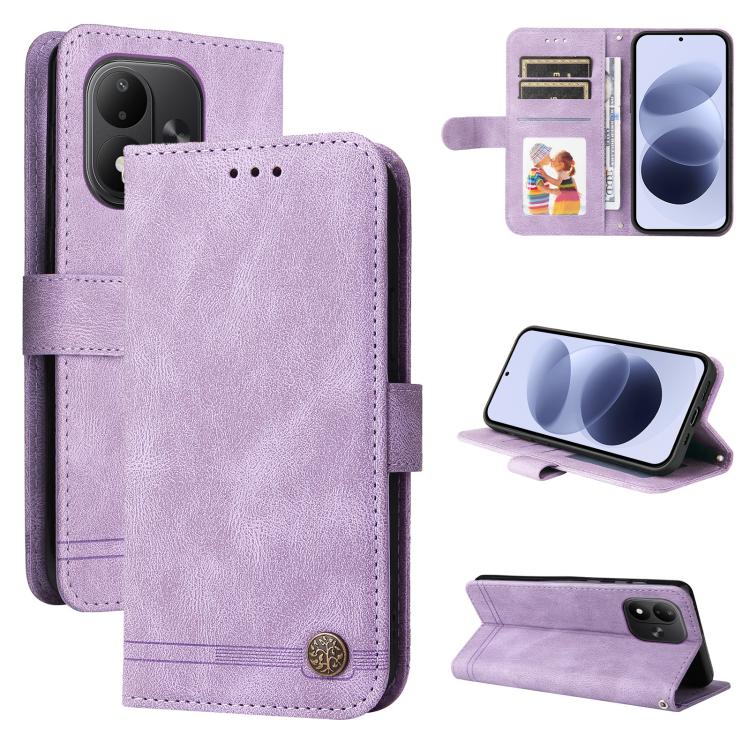 Skin Feel Life Tree Metal Button Leather Phone Case, For Redmi Note 17 5G / 4G Global 171mm, For Redmi Note 17 Pro+ 5G Global 163mm, For Redmi 17 5G / 4G Global 170mm, For Redmi 15a 5G, For Redmi Turbo 5 Max 5G / Poco X8 Pro Max 5G                     ...