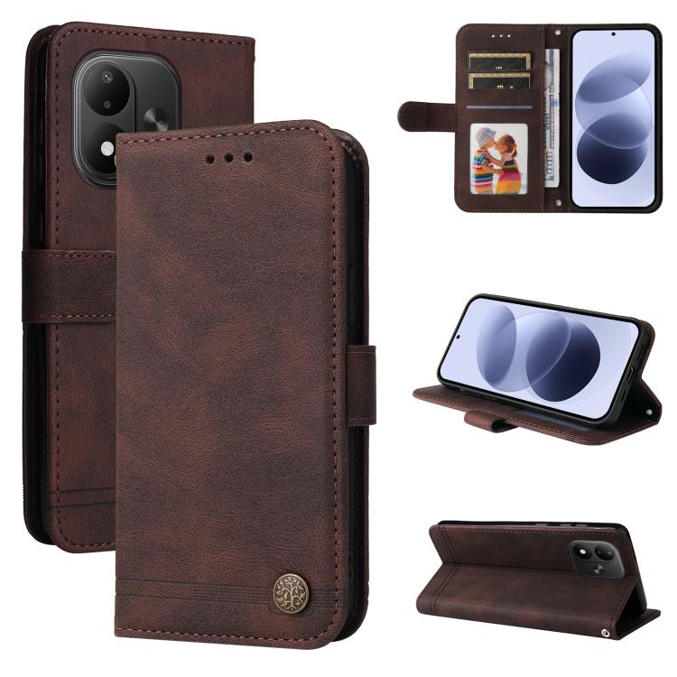 Skin Feel Life Tree Metal Button Leather Phone Case, For Redmi Note 17 5G / 4G Global 171mm, For Redmi Note 17 Pro+ 5G Global 163mm, For Redmi 17 5G / 4G Global 170mm, For Redmi 15a 5G, For Redmi Turbo 5 Max 5G / Poco X8 Pro Max 5G                     ...