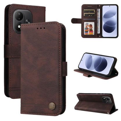 Skin Feel Life Tree Metal Button Leather Phone Case, For Redmi Note 17 5G / 4G Global 171mm, For Redmi Note 17 Pro+ 5G Global 163mm, For Redmi 17 5G / 4G Global 170mm, For Redmi 15a 5G, For Redmi Turbo 5 Max 5G / Poco X8 Pro Max 5G                     ...