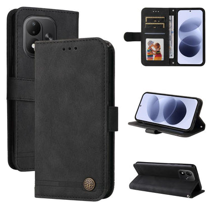 Skin Feel Life Tree Metal Button Leather Phone Case, For Redmi Note 17 5G / 4G Global 171mm, For Redmi Note 17 Pro+ 5G Global 163mm, For Redmi 17 5G / 4G Global 170mm, For Redmi 15a 5G, For Redmi Turbo 5 Max 5G / Poco X8 Pro Max 5G                     ...