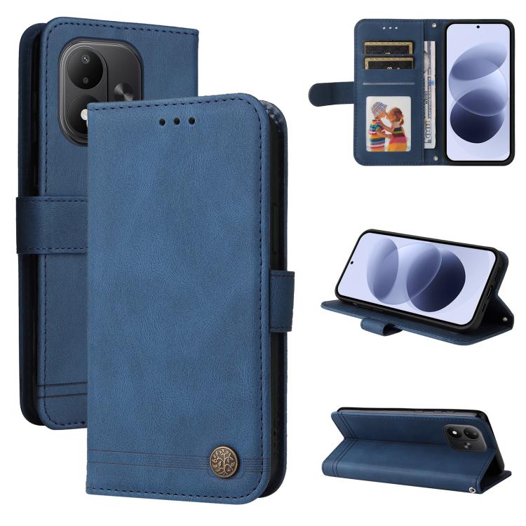 Skin Feel Life Tree Metal Button Leather Phone Case, For Redmi Note 17 5G / 4G Global 171mm, For Redmi Note 17 Pro+ 5G Global 163mm, For Redmi 17 5G / 4G Global 170mm, For Redmi 15a 5G, For Redmi Turbo 5 Max 5G / Poco X8 Pro Max 5G                     ...