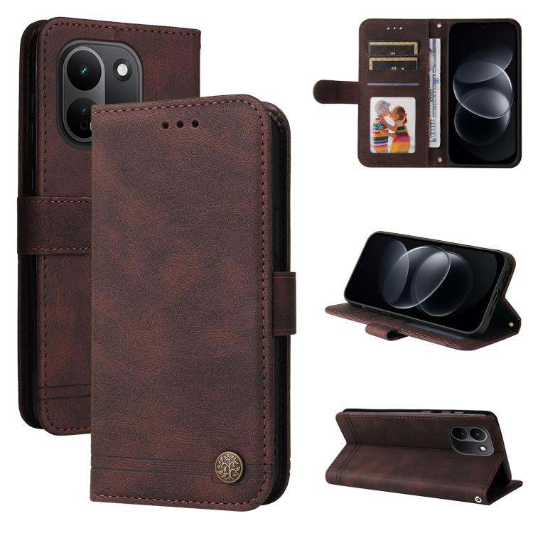 Skin Feel Life Tree Metal Button Leather Phone Case, For Redmi Note 17 5G / 4G Global 171mm, For Redmi Note 17 Pro+ 5G Global 163mm, For Redmi 17 5G / 4G Global 170mm, For Redmi 15a 5G, For Redmi Turbo 5 Max 5G / Poco X8 Pro Max 5G                     ...