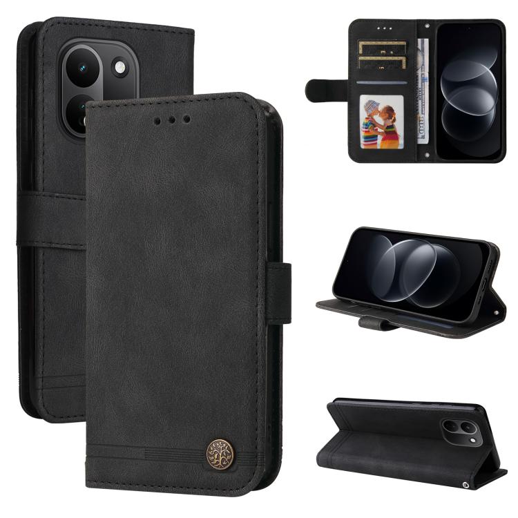 Skin Feel Life Tree Metal Button Leather Phone Case, For Redmi Note 17 5G / 4G Global 171mm, For Redmi Note 17 Pro+ 5G Global 163mm, For Redmi 17 5G / 4G Global 170mm, For Redmi 15a 5G, For Redmi Turbo 5 Max 5G / Poco X8 Pro Max 5G                     ...