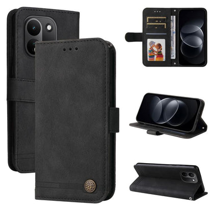 Skin Feel Life Tree Metal Button Leather Phone Case, For Redmi Note 17 5G / 4G Global 171mm, For Redmi Note 17 Pro+ 5G Global 163mm, For Redmi 17 5G / 4G Global 170mm, For Redmi 15a 5G, For Redmi Turbo 5 Max 5G / Poco X8 Pro Max 5G                     ...