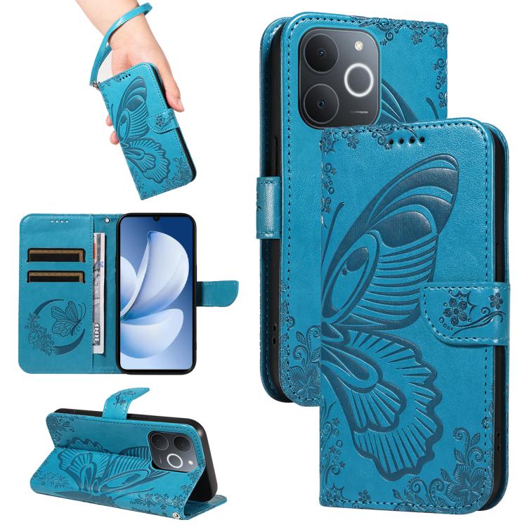Swallowtail Butterfly Embossed Leather Phone Case, For Realme C85 5G/15X 5G India, For Realme C85 Pro 4G, For Realme 15T 5G, For Realme C71 4G India, For Realme 15 5G, For Realme 14x 5G, For Realme C63 / C61 Global