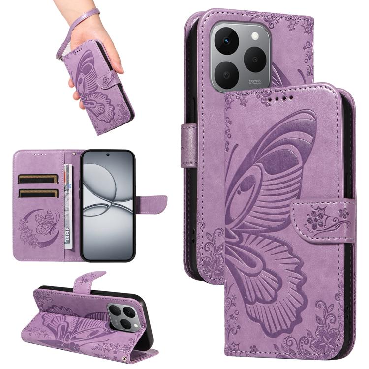 Swallowtail Butterfly Embossed Leather Phone Case, For Realme C85 5G/15X 5G India, For Realme C85 Pro 4G, For Realme 15T 5G, For Realme C71 4G India, For Realme 15 5G, For Realme 14x 5G, For Realme C63 / C61 Global