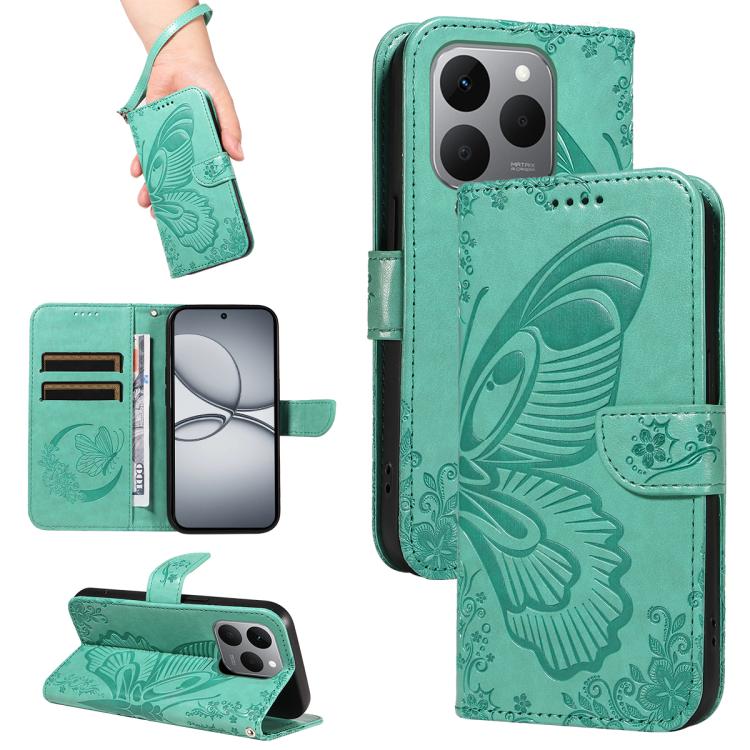 Swallowtail Butterfly Embossed Leather Phone Case, For Realme C85 5G/15X 5G India, For Realme C85 Pro 4G, For Realme 15T 5G, For Realme C71 4G India, For Realme 15 5G, For Realme 14x 5G, For Realme C63 / C61 Global