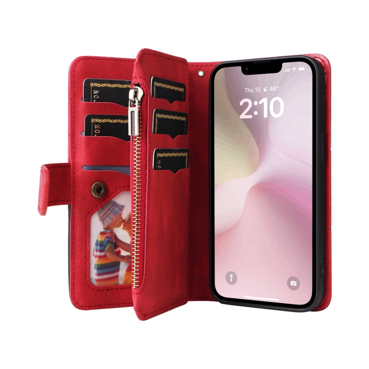 Dual-color 9 Card Slots Zipper Wallet Leather Phone Case, For iPhone 17e / 16e, For iPhone 17 Pro Max, For iPhone 17 Pro, For iPhone 17, For iPhone Air, For iPhone 16 Pro Max, For iPhone 16 Pro, For iPhone 16 Plus, For iPhone 16