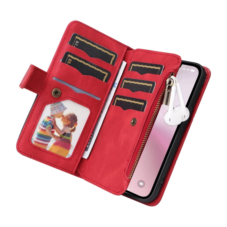 Dual-color 9 Card Slots Zipper Wallet Leather Phone Case, For iPhone 17e / 16e, For iPhone 17 Pro Max, For iPhone 17 Pro, For iPhone 17, For iPhone Air, For iPhone 16 Pro Max, For iPhone 16 Pro, For iPhone 16 Plus, For iPhone 16