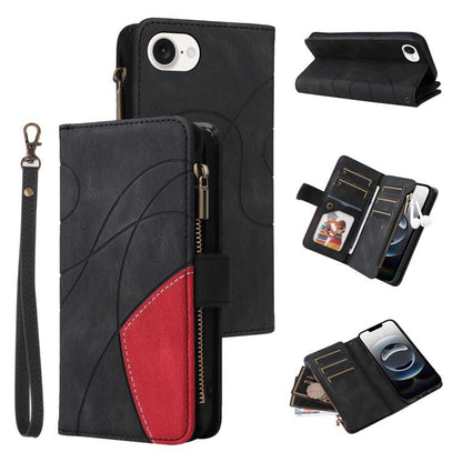 Dual-color 9 Card Slots Zipper Wallet Leather Phone Case, For iPhone 17e / 16e, For iPhone 17 Pro Max, For iPhone 17 Pro, For iPhone 17, For iPhone Air, For iPhone 16 Pro Max, For iPhone 16 Pro, For iPhone 16 Plus, For iPhone 16