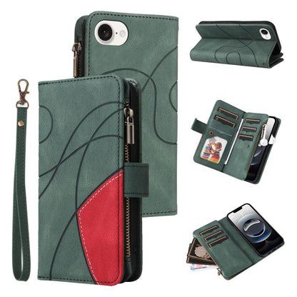 Dual-color 9 Card Slots Zipper Wallet Leather Phone Case, For iPhone 17e / 16e, For iPhone 17 Pro Max, For iPhone 17 Pro, For iPhone 17, For iPhone Air, For iPhone 16 Pro Max, For iPhone 16 Pro, For iPhone 16 Plus, For iPhone 16