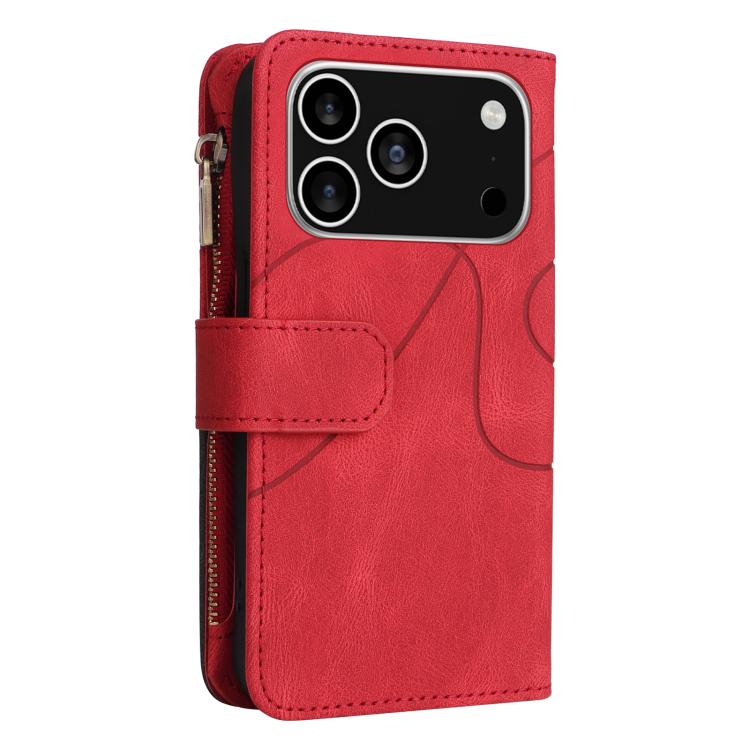 Dual-color 9 Card Slots Zipper Wallet Leather Phone Case, For iPhone 18 Pro / 17 Pro, For iPhone 18 Pro Max / 17 Pro Max, For iPhone 17e / 16e, For iPhone 17, For iPhone Air, For iPhone 16 Pro Max, For iPhone 16 Pro, For iPhone 16 Plus, For iPhone 16