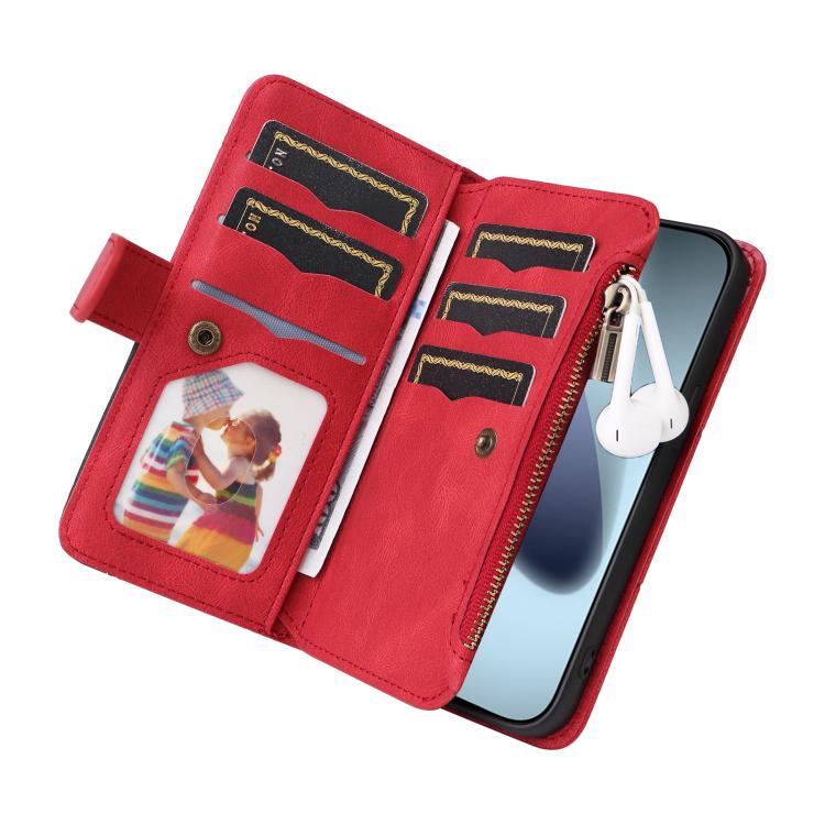 Dual-color 9 Card Slots Zipper Wallet Leather Phone Case, For iPhone 18 Pro / 17 Pro, For iPhone 18 Pro Max / 17 Pro Max, For iPhone 17e / 16e, For iPhone 17, For iPhone Air, For iPhone 16 Pro Max, For iPhone 16 Pro, For iPhone 16 Plus, For iPhone 16