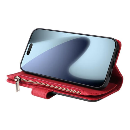 Dual-color 9 Card Slots Zipper Wallet Leather Phone Case, For iPhone 18 Pro / 17 Pro, For iPhone 18 Pro Max / 17 Pro Max, For iPhone 17e / 16e, For iPhone 17, For iPhone Air, For iPhone 16 Pro Max, For iPhone 16 Pro, For iPhone 16 Plus, For iPhone 16