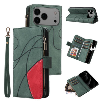 Dual-color 9 Card Slots Zipper Wallet Leather Phone Case, For iPhone 17e / 16e, For iPhone 17 Pro Max, For iPhone 17 Pro, For iPhone 17, For iPhone Air, For iPhone 16 Pro Max, For iPhone 16 Pro, For iPhone 16 Plus, For iPhone 16