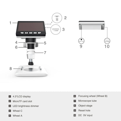 0-40mm 1080P 4.3 inch LCD Screen Mobile Phone Repair Industry HD Electron Didital Microscope