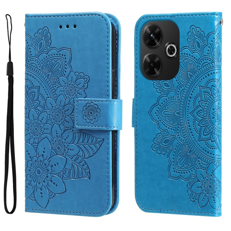 Seven-petal Flowers Embossing Leather Phone Case, For Redmi Note 14 4G 163.25mm Global, For Redmi Note 14 5G, For Redmi Note 14 Pro 5G / Note 14 Pro+ 5G, For Redmi 14C 4G, For Redmi K70 Ultra, For Redmi 13 4G / Redmi Note 13R