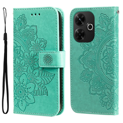 Seven-petal Flowers Embossing Leather Phone Case, For Redmi Note 14 4G 163.25mm Global, For Redmi Note 14 5G, For Redmi Note 14 Pro 5G / Note 14 Pro+ 5G, For Redmi 14C 4G, For Redmi K70 Ultra, For Redmi 13 4G / Redmi Note 13R