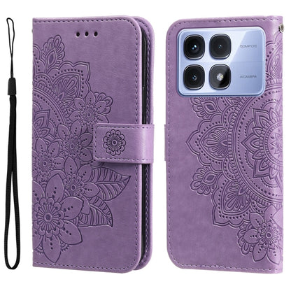 Seven-petal Flowers Embossing Leather Phone Case, For Redmi Note 14 4G 163.25mm Global, For Redmi Note 14 5G, For Redmi Note 14 Pro 5G / Note 14 Pro+ 5G, For Redmi 14C 4G, For Redmi K70 Ultra, For Redmi 13 4G / Redmi Note 13R