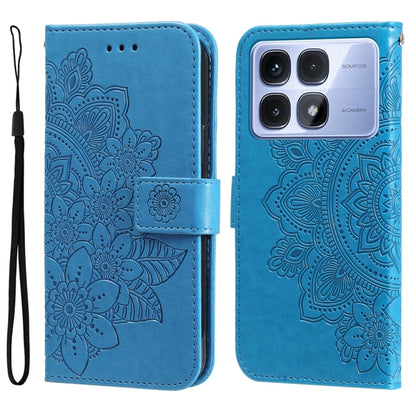 Seven-petal Flowers Embossing Leather Phone Case, For Redmi Note 14 4G 163.25mm Global, For Redmi Note 14 5G, For Redmi Note 14 Pro 5G / Note 14 Pro+ 5G, For Redmi 14C 4G, For Redmi K70 Ultra, For Redmi 13 4G / Redmi Note 13R