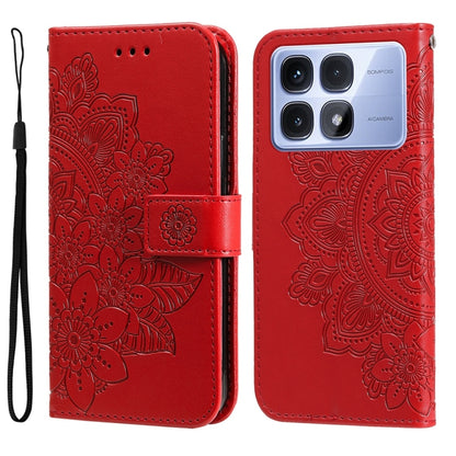 Seven-petal Flowers Embossing Leather Phone Case, For Redmi Note 14 4G 163.25mm Global, For Redmi Note 14 5G, For Redmi Note 14 Pro 5G / Note 14 Pro+ 5G, For Redmi 14C 4G, For Redmi K70 Ultra, For Redmi 13 4G / Redmi Note 13R