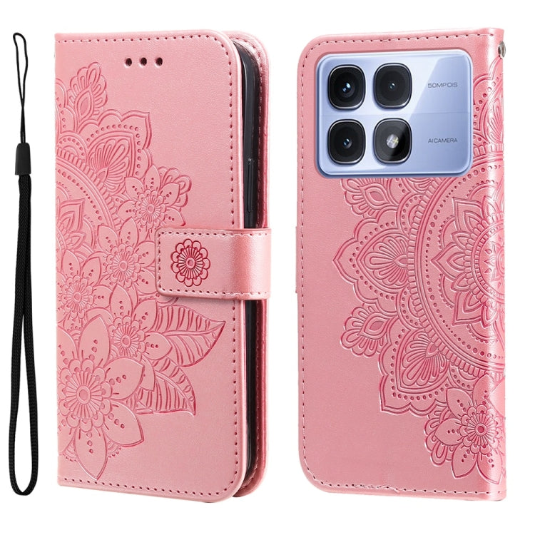 Seven-petal Flowers Embossing Leather Phone Case, For Redmi Note 14 4G 163.25mm Global, For Redmi Note 14 5G, For Redmi Note 14 Pro 5G / Note 14 Pro+ 5G, For Redmi 14C 4G, For Redmi K70 Ultra, For Redmi 13 4G / Redmi Note 13R
