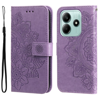 Seven-petal Flowers Embossing Leather Phone Case, For Redmi Note 14 4G 163.25mm Global, For Redmi Note 14 5G, For Redmi Note 14 Pro 5G / Note 14 Pro+ 5G, For Redmi 14C 4G, For Redmi K70 Ultra, For Redmi 13 4G / Redmi Note 13R