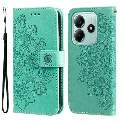 Seven-petal Flowers Embossing Leather Phone Case, For Redmi Note 14 4G 163.25mm Global, For Redmi Note 14 5G, For Redmi Note 14 Pro 5G / Note 14 Pro+ 5G, For Redmi 14C 4G, For Redmi K70 Ultra, For Redmi 13 4G / Redmi Note 13R