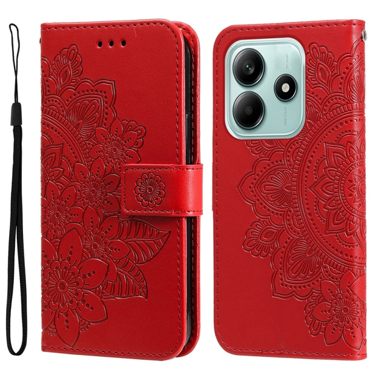 Seven-petal Flowers Embossing Leather Phone Case, For Redmi Note 14 4G 163.25mm Global, For Redmi Note 14 5G, For Redmi Note 14 Pro 5G / Note 14 Pro+ 5G, For Redmi 14C 4G, For Redmi K70 Ultra, For Redmi 13 4G / Redmi Note 13R