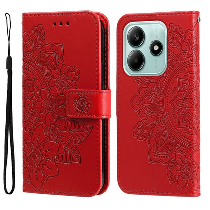 Seven-petal Flowers Embossing Leather Phone Case, For Redmi Note 14 4G 163.25mm Global, For Redmi Note 14 5G, For Redmi Note 14 Pro 5G / Note 14 Pro+ 5G, For Redmi 14C 4G, For Redmi K70 Ultra, For Redmi 13 4G / Redmi Note 13R