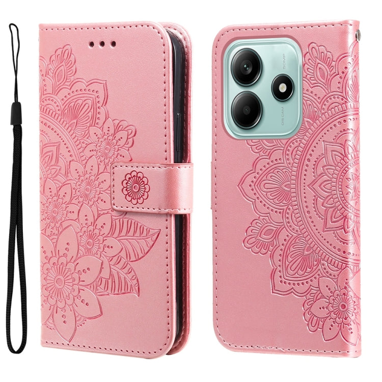 Seven-petal Flowers Embossing Leather Phone Case, For Redmi Note 14 4G 163.25mm Global, For Redmi Note 14 5G, For Redmi Note 14 Pro 5G / Note 14 Pro+ 5G, For Redmi 14C 4G, For Redmi K70 Ultra, For Redmi 13 4G / Redmi Note 13R