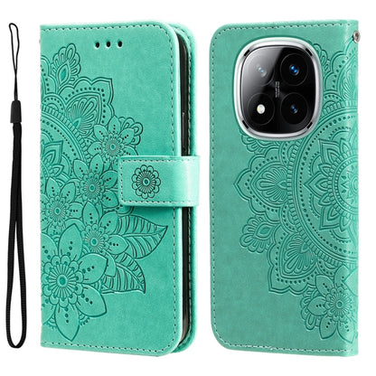 Seven-petal Flowers Embossing Leather Phone Case, For Redmi Note 14 4G 163.25mm Global, For Redmi Note 14 5G, For Redmi Note 14 Pro 5G / Note 14 Pro+ 5G, For Redmi 14C 4G, For Redmi K70 Ultra, For Redmi 13 4G / Redmi Note 13R