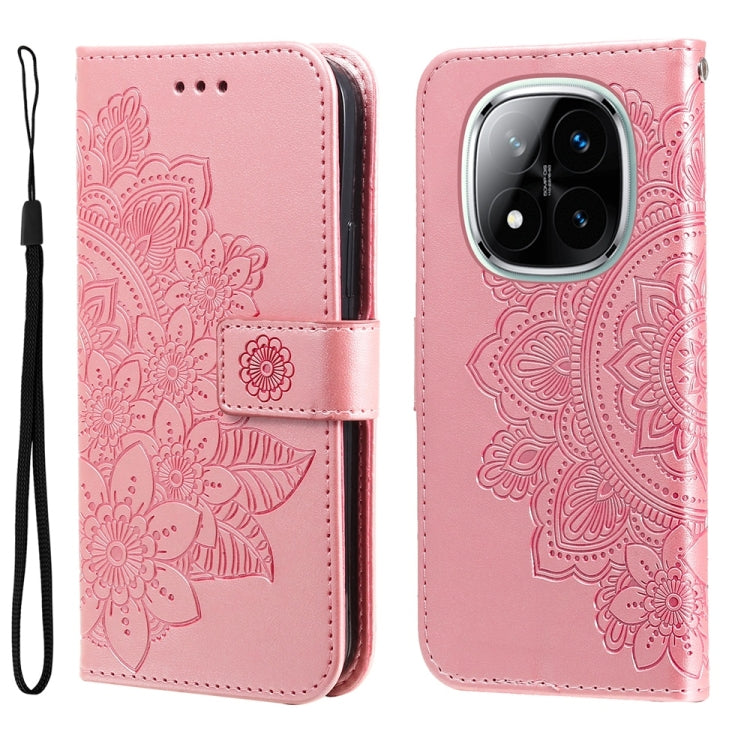 Seven-petal Flowers Embossing Leather Phone Case, For Redmi Note 14 4G 163.25mm Global, For Redmi Note 14 5G, For Redmi Note 14 Pro 5G / Note 14 Pro+ 5G, For Redmi 14C 4G, For Redmi K70 Ultra, For Redmi 13 4G / Redmi Note 13R