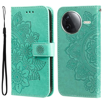 Seven-petal Flowers Embossing Leather Phone Case, For Redmi Turbo 4 / Xiaomi Poco X7 Pro, For Redmi K80 Pro, For Redmi K80, For Redmi Note 14 4G 163.25mm Global, For Redmi Note 14 5G, For Redmi Note 14 Pro 5G / Note 14 Pro+ 5G, For Redmi 14C 4G        ...
