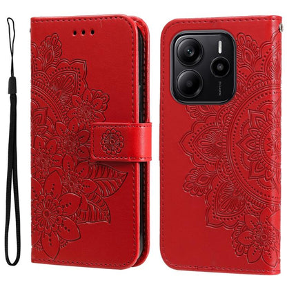 Seven-petal Flowers Embossing Leather Phone Case, For Redmi Note 14 4G 163.25mm Global, For Redmi Note 14 5G, For Redmi Note 14 Pro 5G / Note 14 Pro+ 5G, For Redmi 14C 4G, For Redmi K70 Ultra, For Redmi 13 4G / Redmi Note 13R