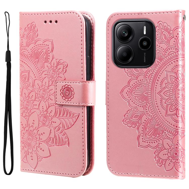 Seven-petal Flowers Embossing Leather Phone Case, For Redmi 15a 5G, For Redmi Turbo 5 Max 5G / Poco X8 Pro Max 5G, For Redmi Turbo 5 5G / Poco X8 Pro 5G, For Redmi Note 15 Pro+ 5G 163.3mm / Poco M8 Pro 5G                                                ...