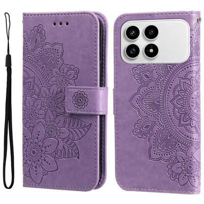 Seven-petal Flowers Embossing Leather Phone Case, For Redmi 15a 5G, For Redmi Turbo 5 Max 5G / Poco X8 Pro Max 5G, For Redmi Turbo 5 5G / Poco X8 Pro 5G, For Redmi Note 15 Pro+ 5G 163.3mm / Poco M8 Pro 5G                                                ...