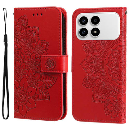 Seven-petal Flowers Embossing Leather Phone Case, For Redmi 15a 5G, For Redmi Turbo 5 Max 5G / Poco X8 Pro Max 5G, For Redmi Turbo 5 5G / Poco X8 Pro 5G, For Redmi Note 15 Pro+ 5G 163.3mm / Poco M8 Pro 5G                                                ...