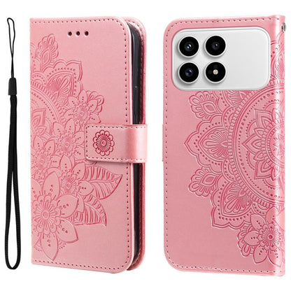 Seven-petal Flowers Embossing Leather Phone Case, For Redmi 15a 5G, For Redmi Turbo 5 Max 5G / Poco X8 Pro Max 5G, For Redmi Turbo 5 5G / Poco X8 Pro 5G, For Redmi Note 15 Pro+ 5G 163.3mm / Poco M8 Pro 5G                                                ...