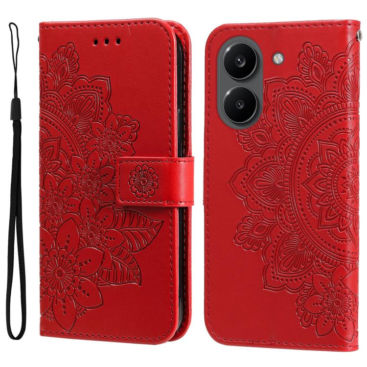 Seven-petal Flowers Embossing Leather Phone Case, For Redmi 15a 5G, For Redmi Turbo 5 Max 5G / Poco X8 Pro Max 5G, For Redmi Turbo 5 5G / Poco X8 Pro 5G, For Redmi Note 15 Pro+ 5G 163.3mm / Poco M8 Pro 5G                                                ...