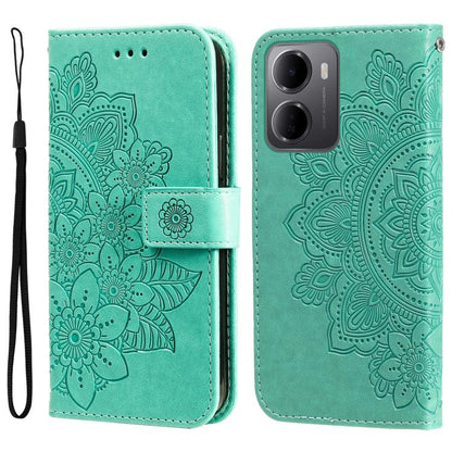 Seven-petal Flowers Embossing Leather Phone Case, For Redmi Note 17 5G / 4G Global 171mm, For Redmi Note 17 Pro+ 5G Global 163mm, For Redmi 17 5G / 4G Global 170mm, For Redmi 15a 5G, For Redmi Turbo 5 Max 5G / Poco X8 Pro Max 5G                        ...