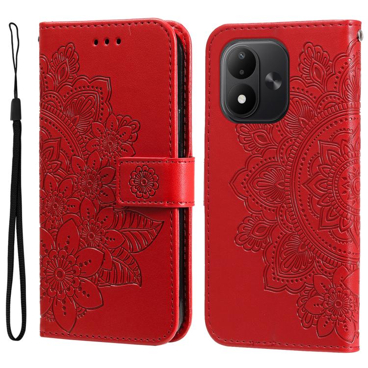 Seven-petal Flowers Embossing Leather Phone Case, For Redmi Note 17 5G / 4G Global 171mm, For Redmi Note 17 Pro+ 5G Global 163mm, For Redmi 17 5G / 4G Global 170mm, For Redmi 15a 5G, For Redmi Turbo 5 Max 5G / Poco X8 Pro Max 5G                        ...