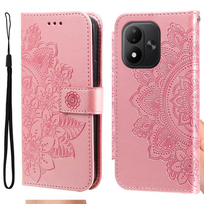 Seven-petal Flowers Embossing Leather Phone Case, For Redmi Note 17 5G / 4G Global 171mm, For Redmi Note 17 Pro+ 5G Global 163mm, For Redmi 17 5G / 4G Global 170mm, For Redmi 15a 5G, For Redmi Turbo 5 Max 5G / Poco X8 Pro Max 5G                        ...