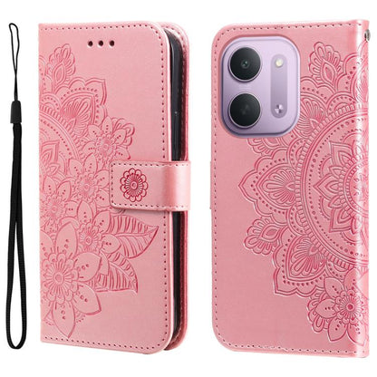 Seven-petal Flowers Embossing Leather Phone Case, For Redmi Note 17 5G / 4G Global 169.7mm, For Redmi 17C 5G, For Redmi Note 17 Pro+ 5G Global 163.4mm, For Redmi 17 5G / 4G Global 170mm, For Redmi K90 Max 5G / K90 Ultra 5G, For Redmi 15a 5G            ...