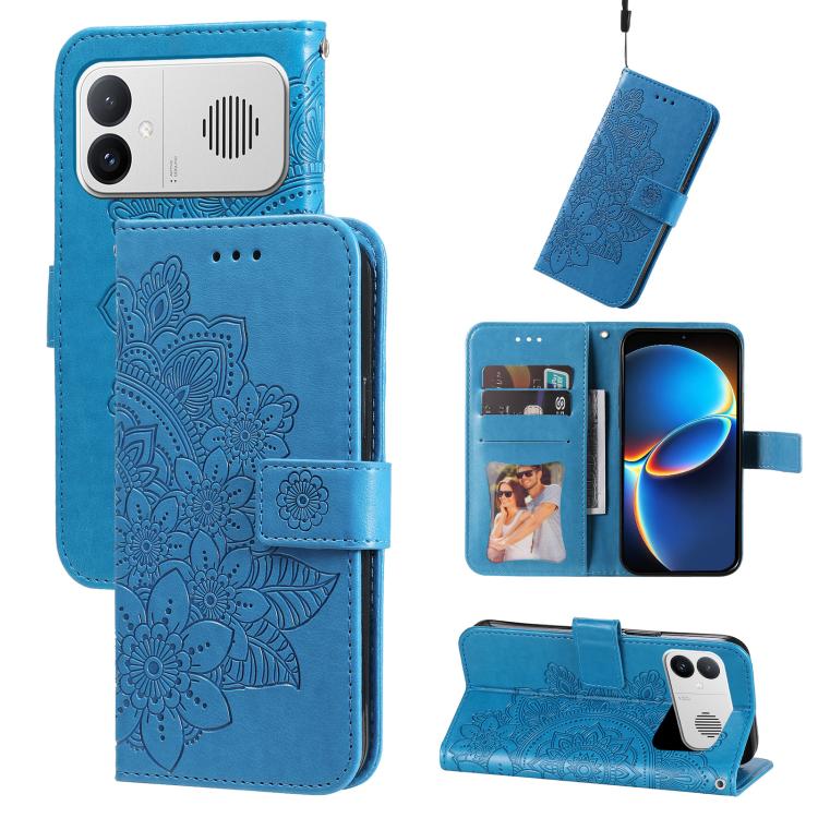 Seven-petal Flowers Embossing Leather Phone Case, For Redmi Note 17 5G / 4G Global 169.7mm, For Redmi 17C 5G, For Redmi Note 17 Pro+ 5G Global 163.4mm, For Redmi 17 5G / 4G Global 170mm, For Redmi K90 Max 5G / K90 Ultra 5G, For Redmi 15a 5G            ...