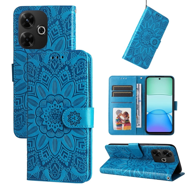 Embossed Sunflower Leather Phone Case, For Redmi Note 14 4G 163.25mm Global, For Redmi Note 14 5G, For Redmi Note 14 Pro 5G / Note 14 Pro+ 5G, For Redmi 14C 4G, For Redmi K70 Ultra, For Redmi 13 4G / Redmi Note 13R