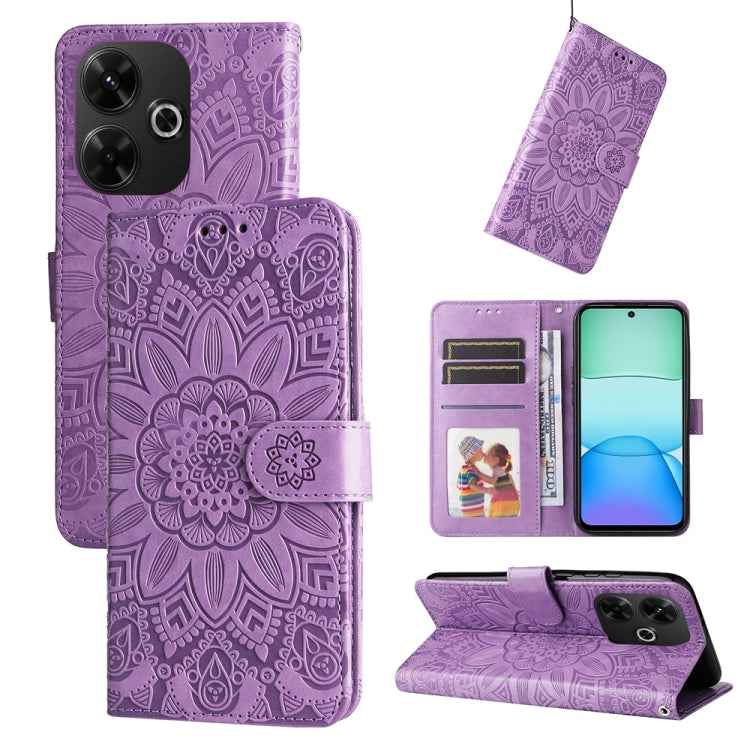 Embossed Sunflower Leather Phone Case, For Redmi Note 14 4G 163.25mm Global, For Redmi Note 14 5G, For Redmi Note 14 Pro 5G / Note 14 Pro+ 5G, For Redmi 14C 4G, For Redmi K70 Ultra, For Redmi 13 4G / Redmi Note 13R
