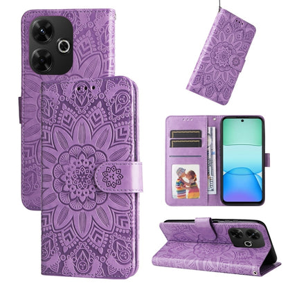 Embossed Sunflower Leather Phone Case, For Redmi Note 14 4G 163.25mm Global, For Redmi Note 14 5G, For Redmi Note 14 Pro 5G / Note 14 Pro+ 5G, For Redmi 14C 4G, For Redmi K70 Ultra, For Redmi 13 4G / Redmi Note 13R